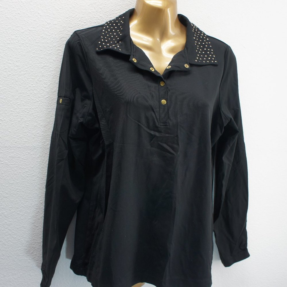 Chicos zenergy golf gold studded top size 1